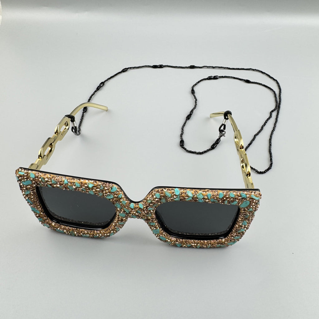 Black Crystal Glasses Lanyard Necklace EC5594