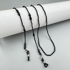 Black Crystal Glasses Lanyard Necklace EC5594