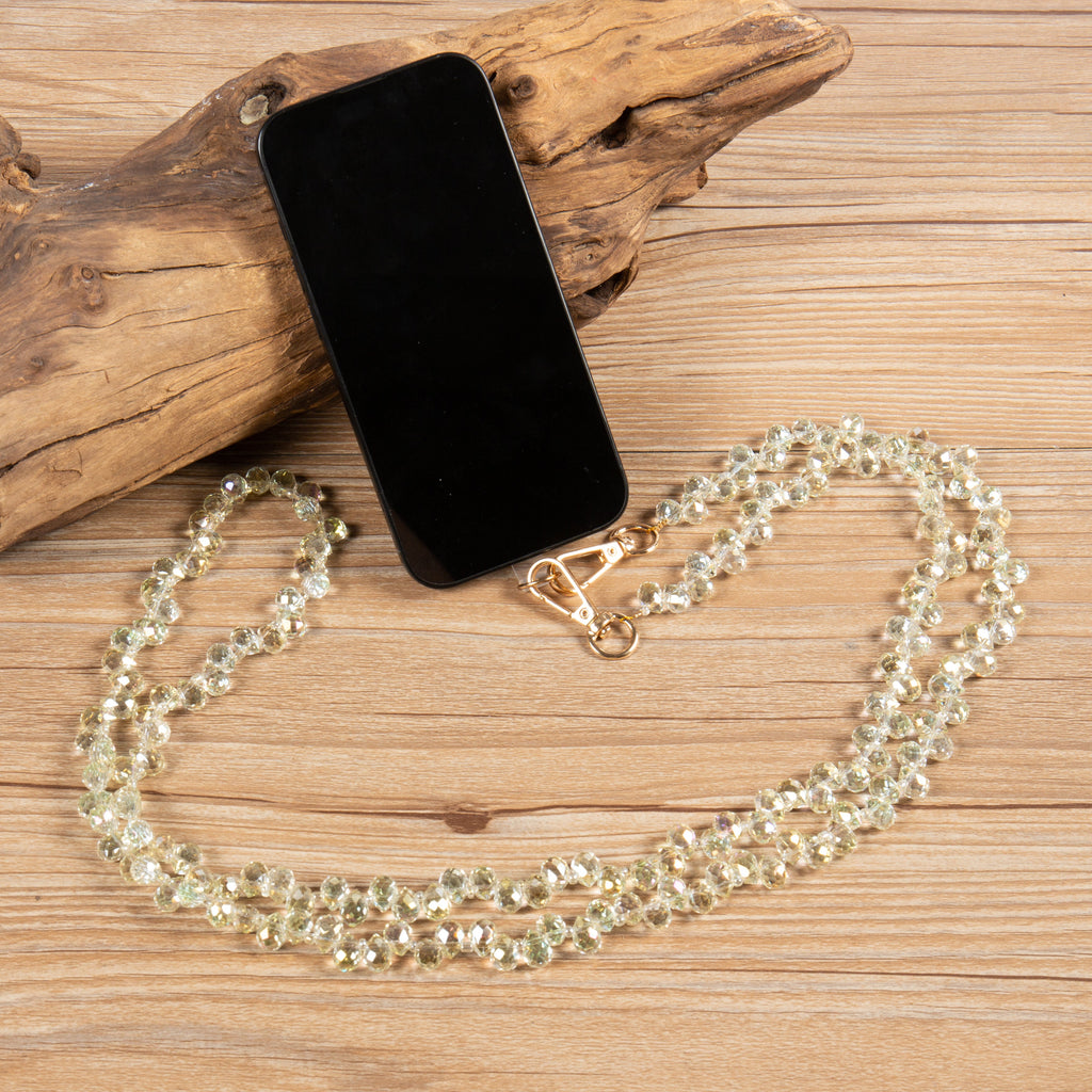 Crystal Beaded Crossbody Lanyard PC5616 - Yellow