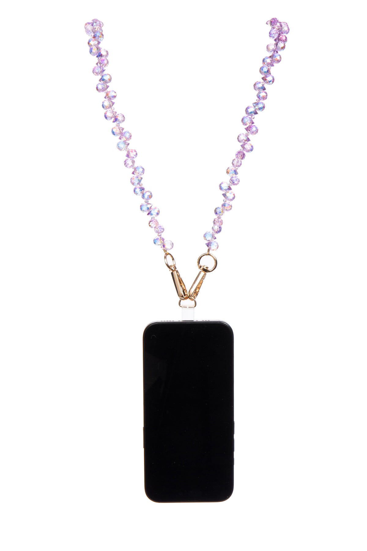 Crystal Beaded Crossbody Lanyard PC5616 - Purple AB