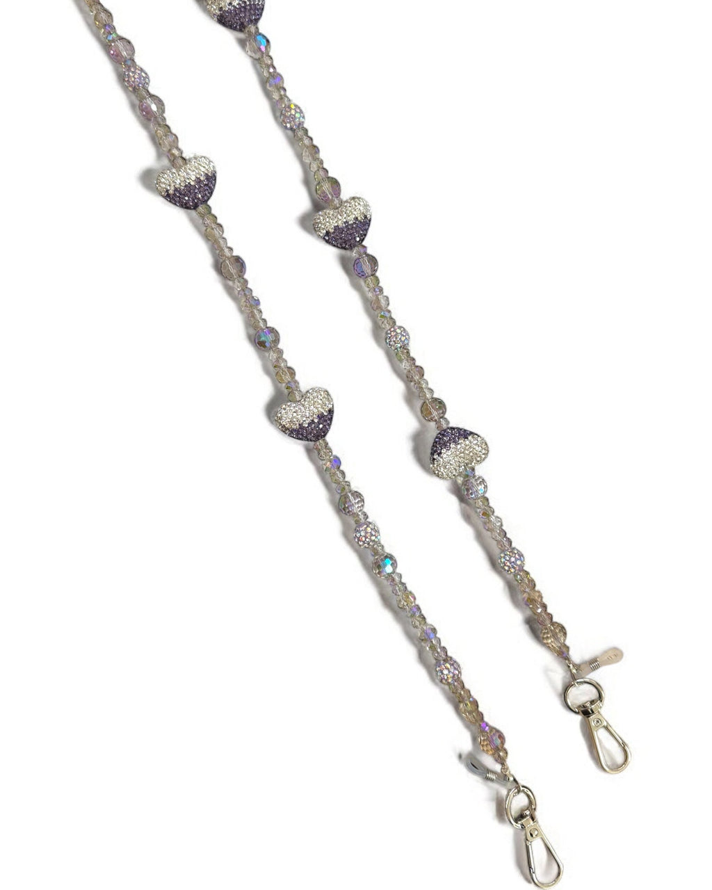 Purple Crystal Heart Beaded Crossbody Phone Lanyard PC5619