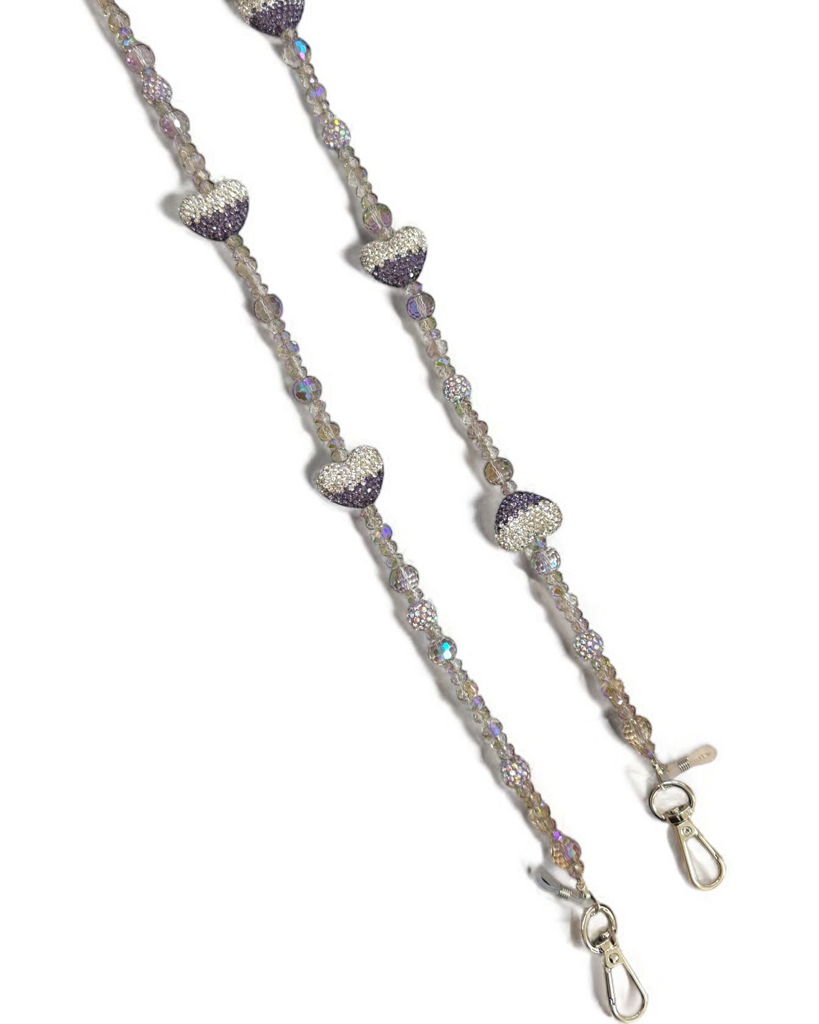 Purple Crystal Heart Beaded Crossbody Phone Lanyard PC5619