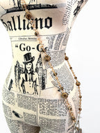 Leopard Bead Rhinestone Crystal Crossbody Lanyard PC5621-Brown