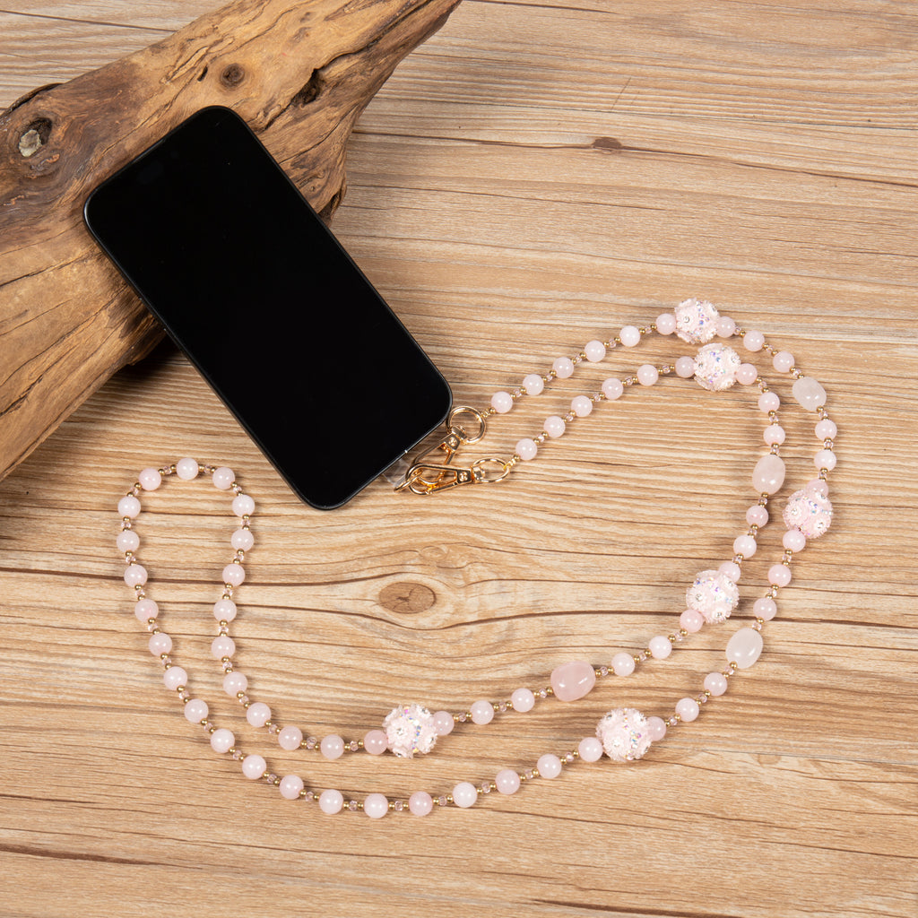 Rose Quartz Floral Bead Crossbody Lanyard PC5651 - view 2