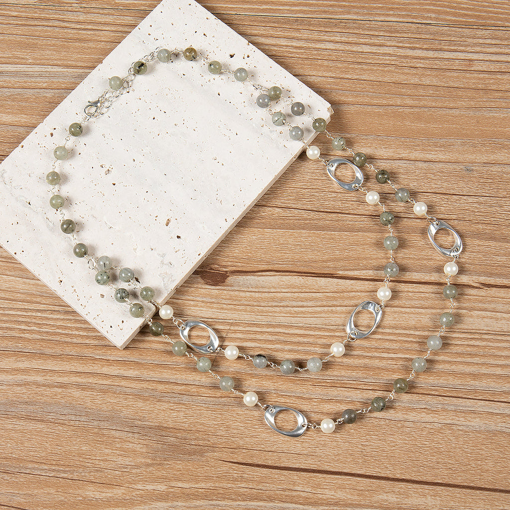 Handmade Labradorite Braided Necklace Set N5670