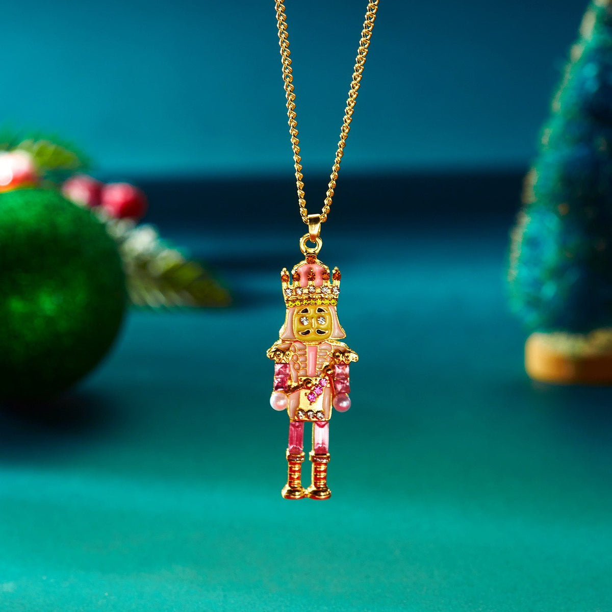 Nutcracker Soldier Rhinestone Metal Necklace N5678
