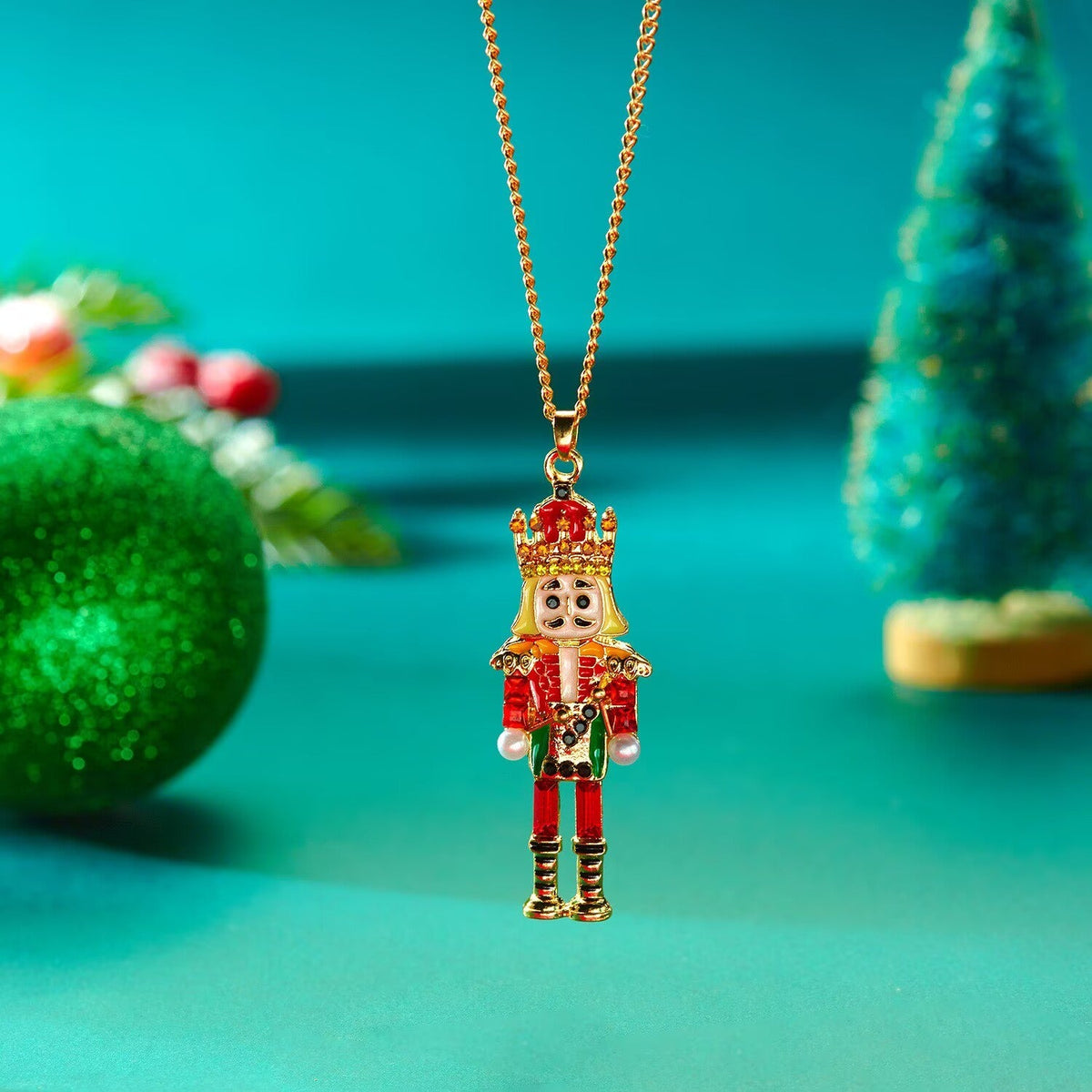 Nutcracker Soldier Rhinestone Metal Necklace N5678