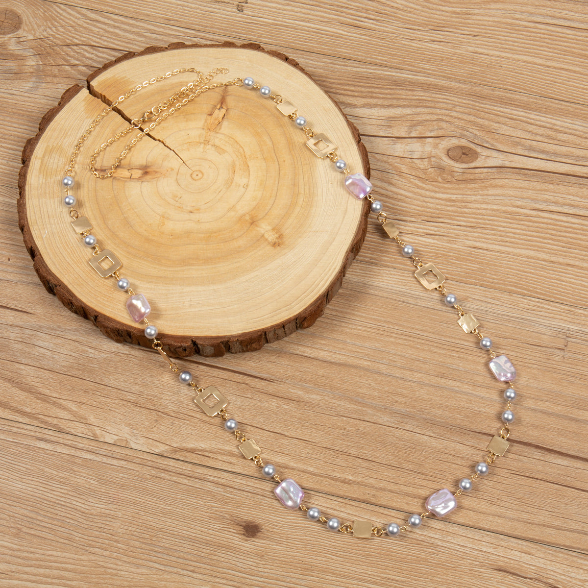 Glass Beads Pearl Alloy Necklace N5778