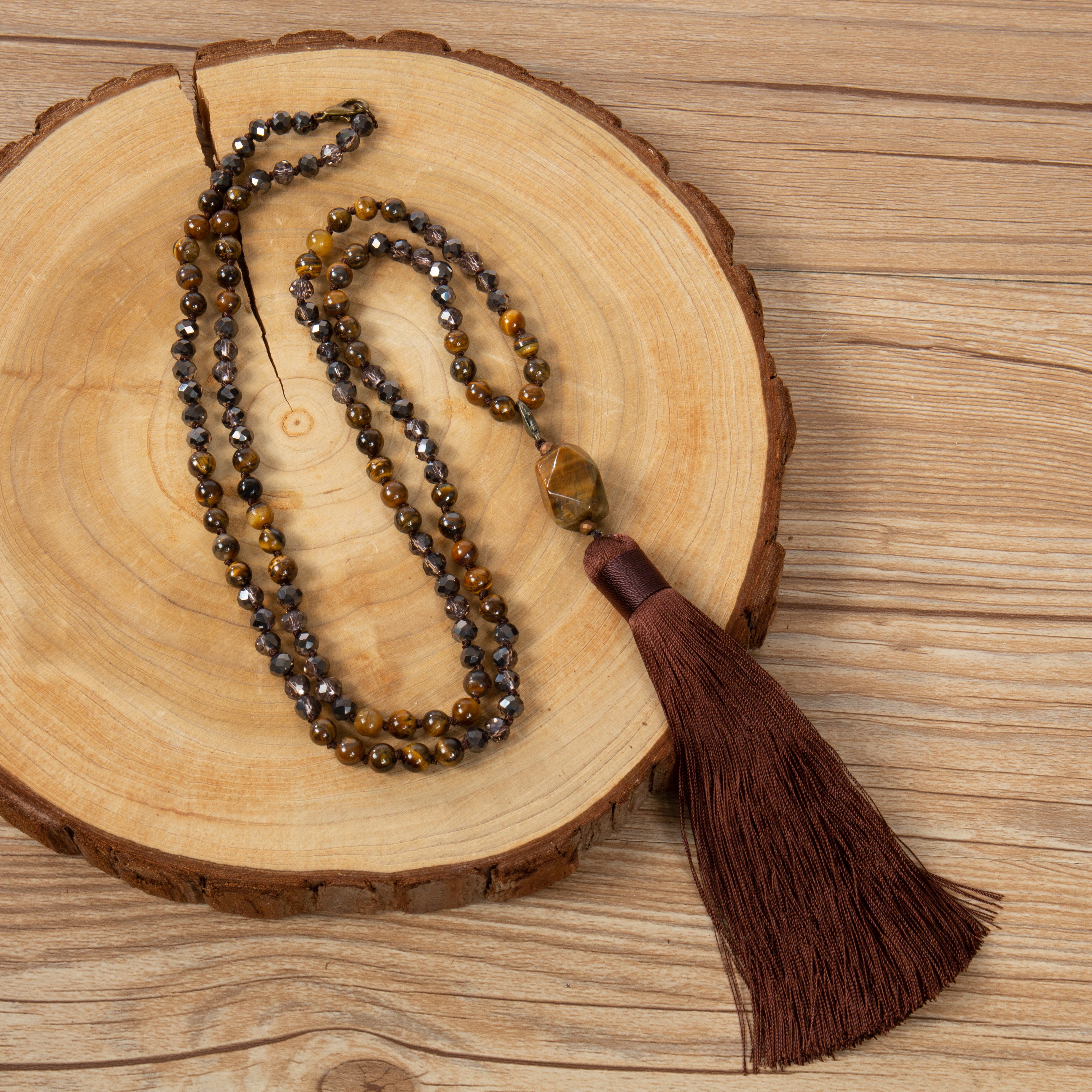 Tassel Pendant Tiger Eye Necklace N5819