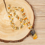 Agate Pendant Yellow Jade Necklace N5833