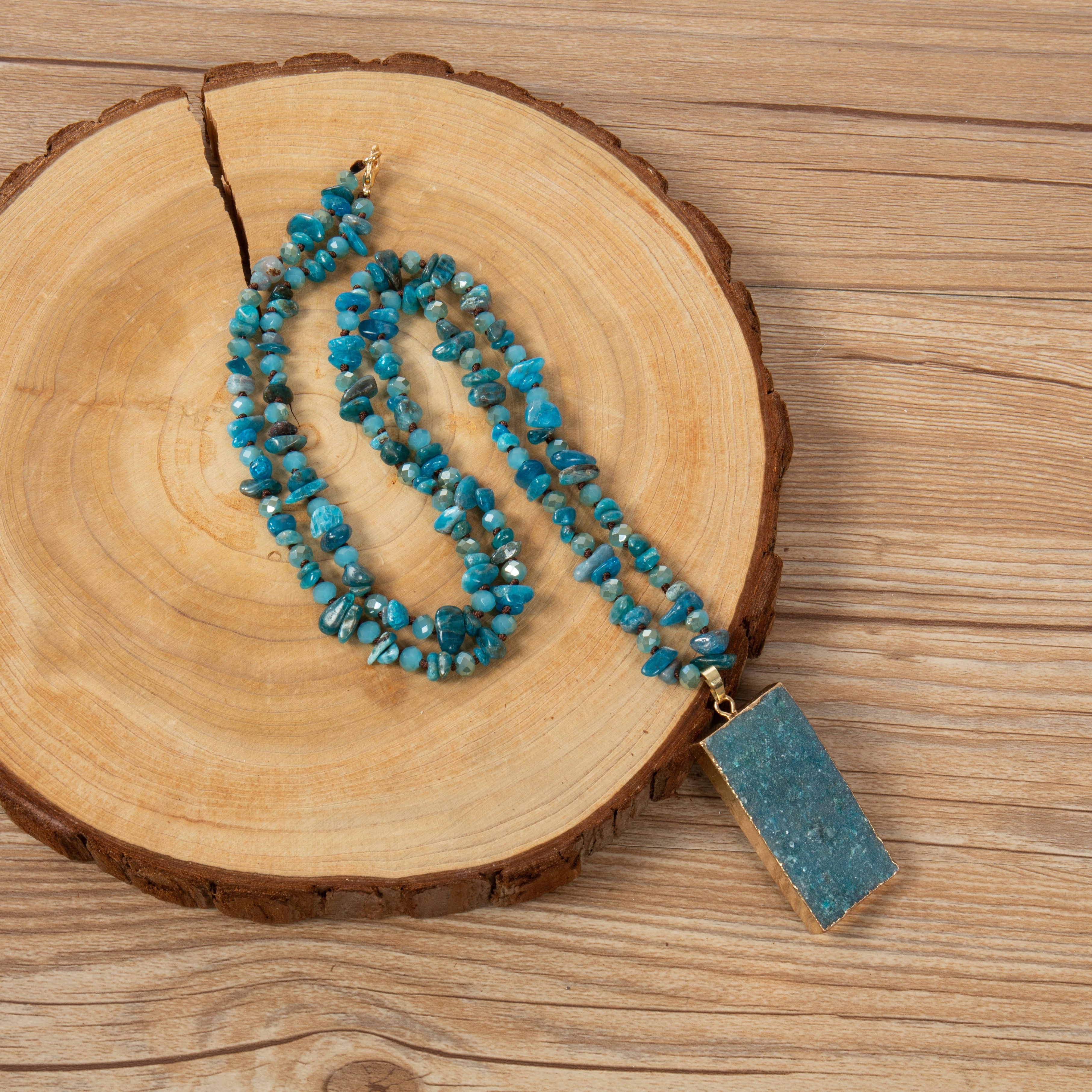 Rectangular Pendant Druzy Necklace N5836