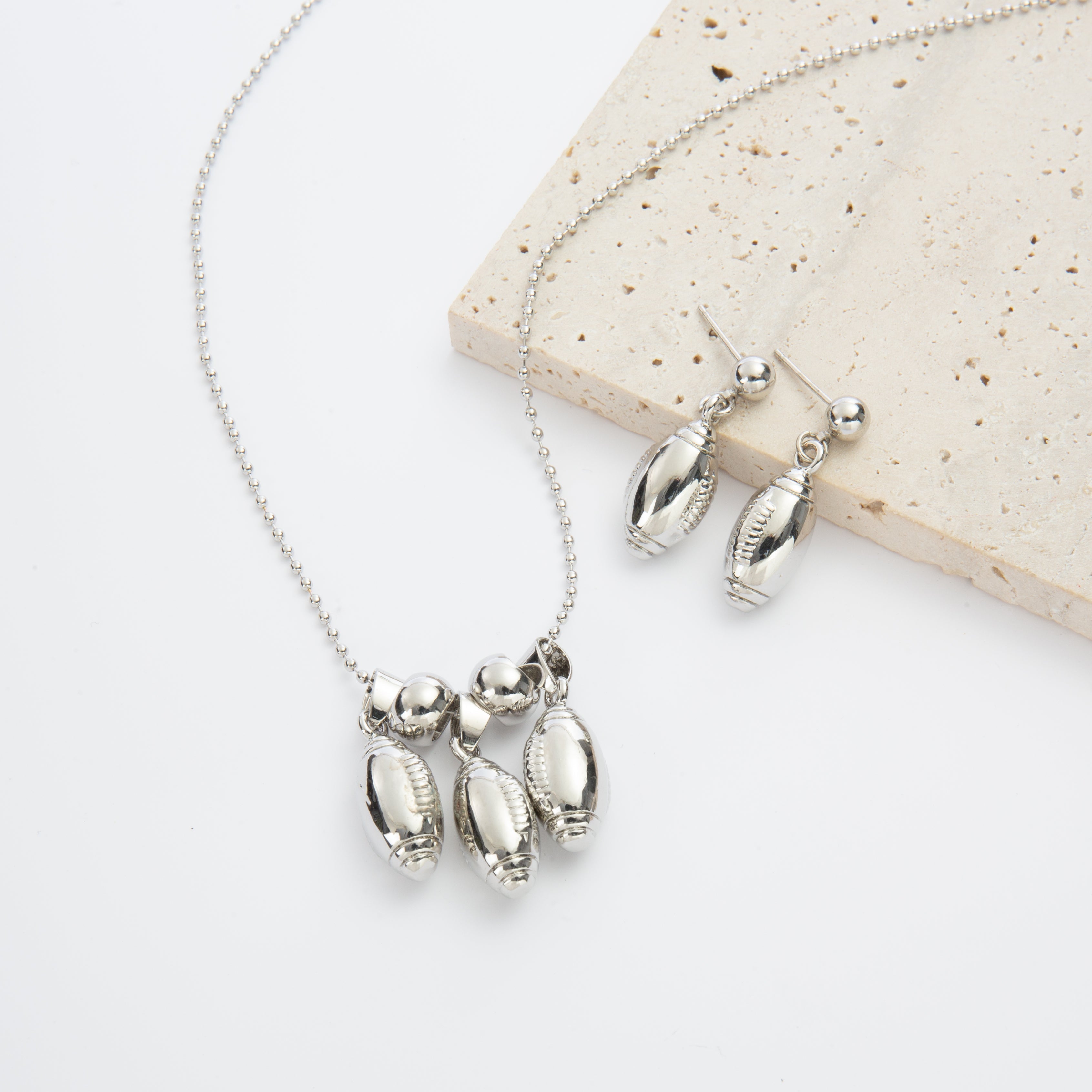 18K Gold Plated Football Pendant Necklace N5850-SET
