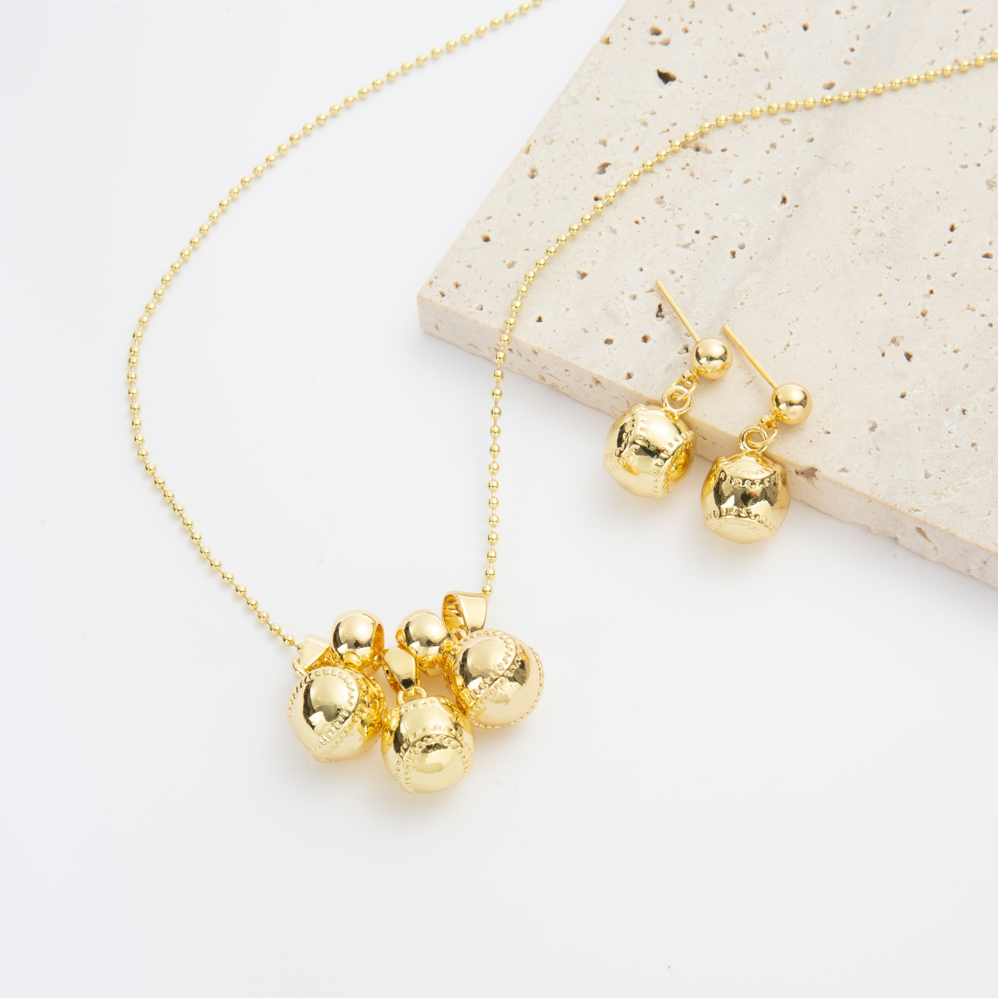18K Gold Plated Bell Pendant Necklace N5851-SET