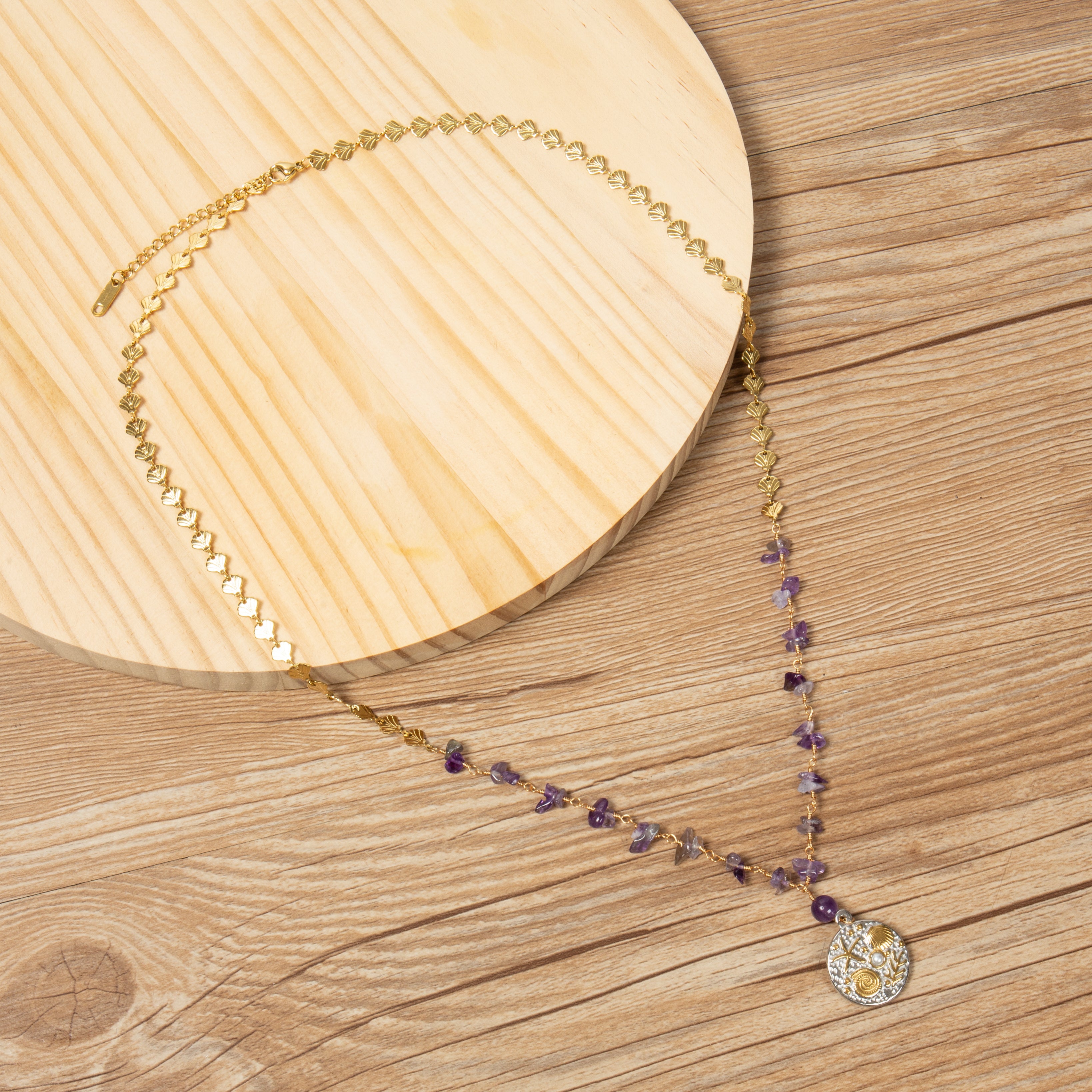 Amethyst Stainless Steel Necklace N5905