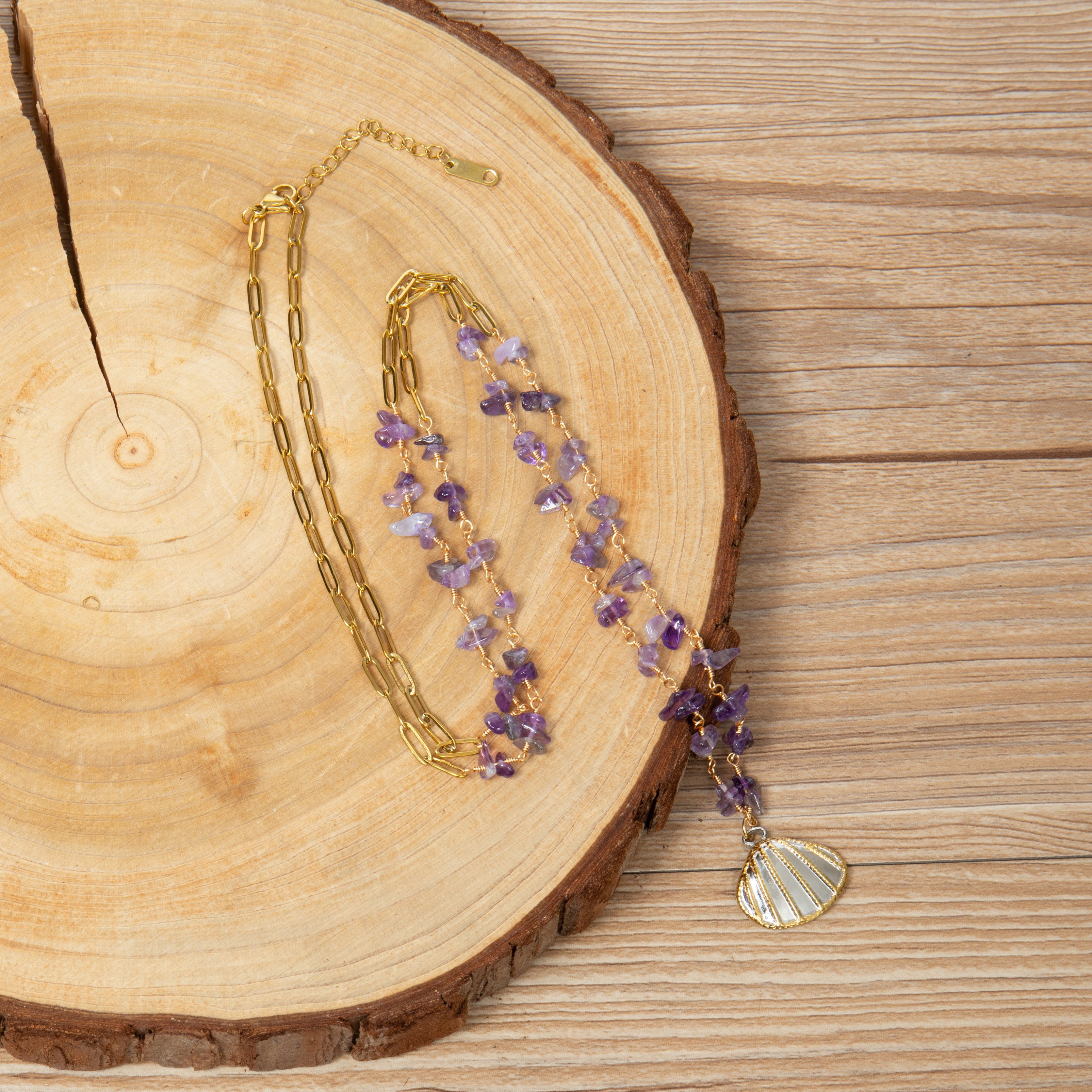 Amethyst Stainless Steel Necklace N5906