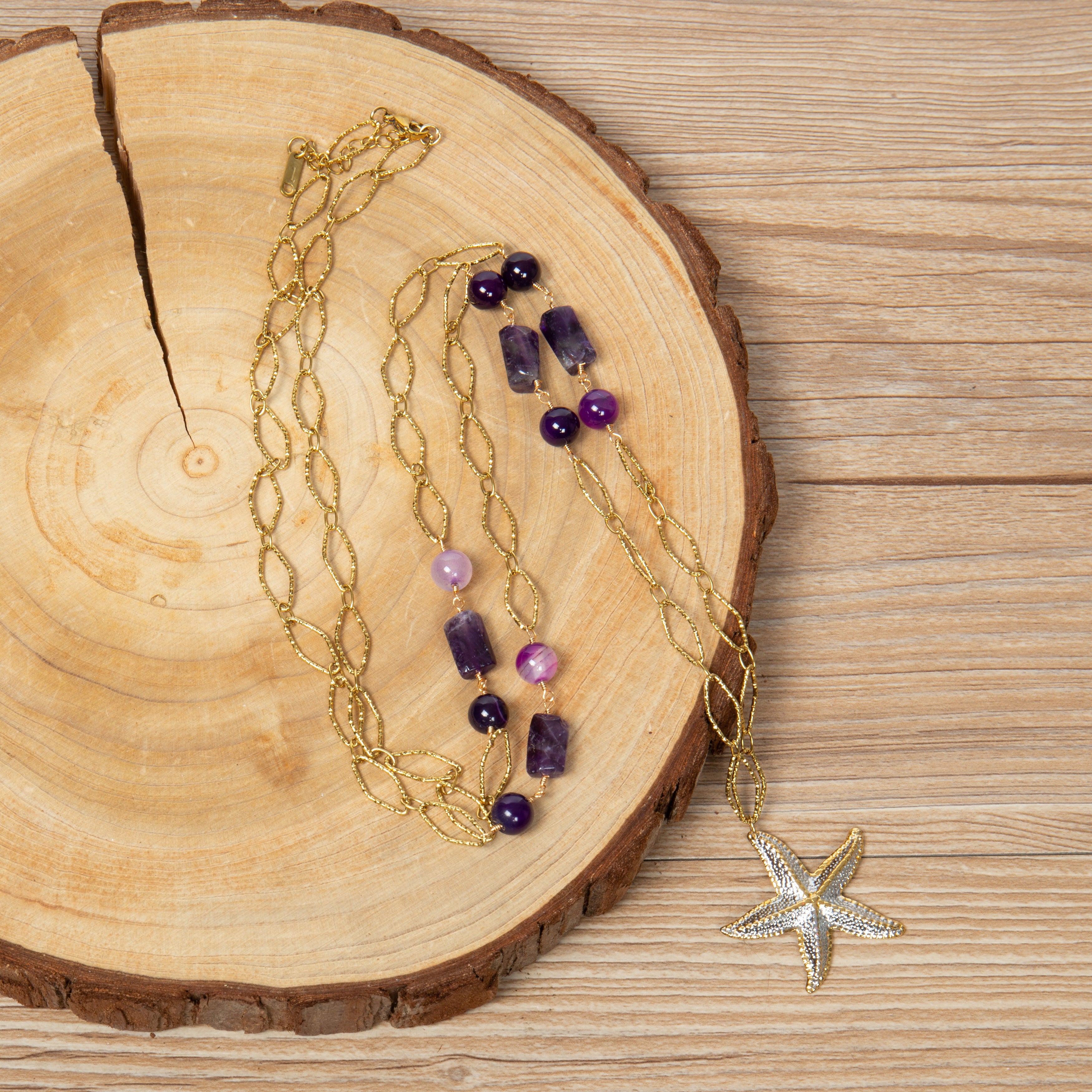 Amethyst Stainless Steel Necklace N5907