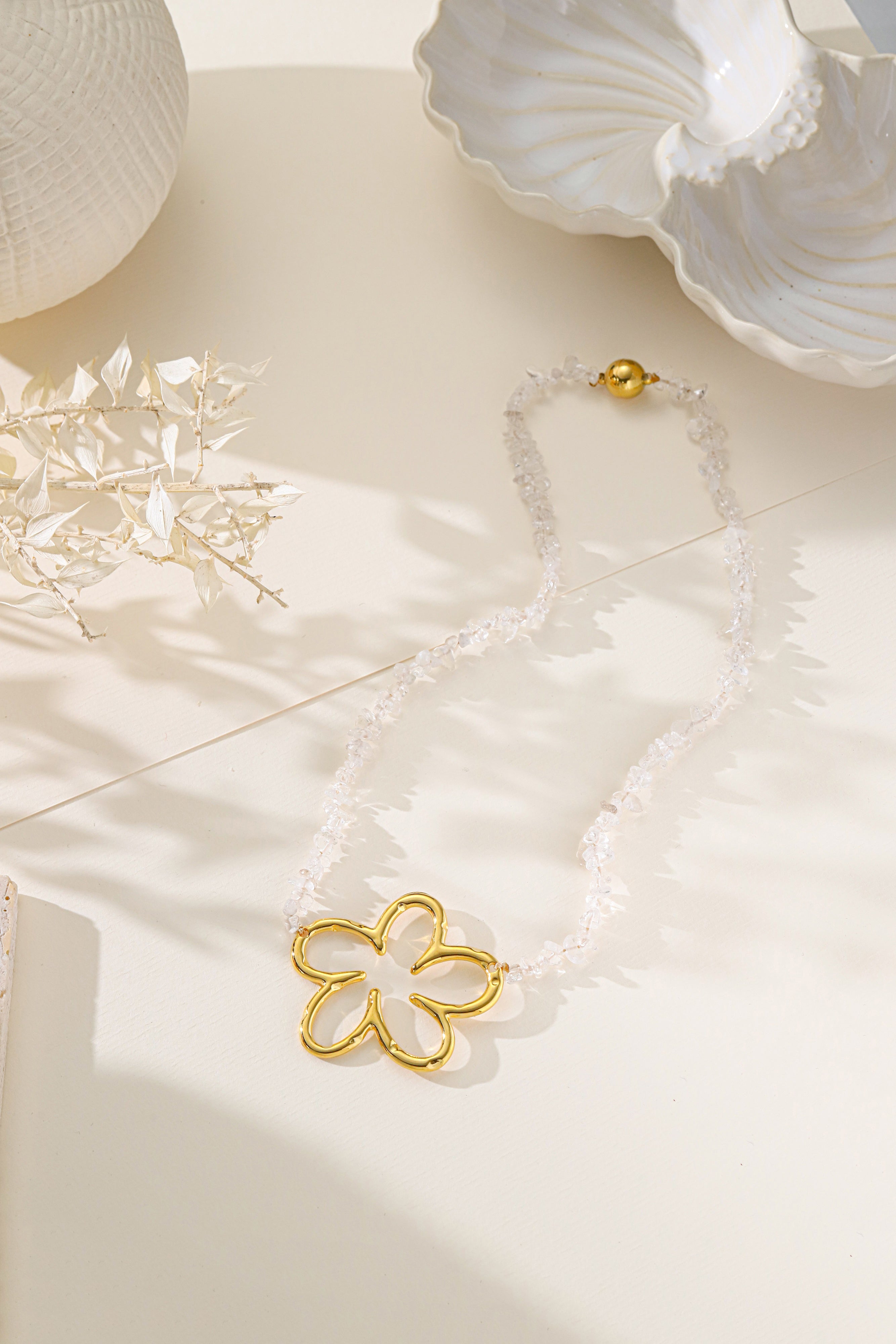 Clear Quartz Stainless Steel Necklace N5920