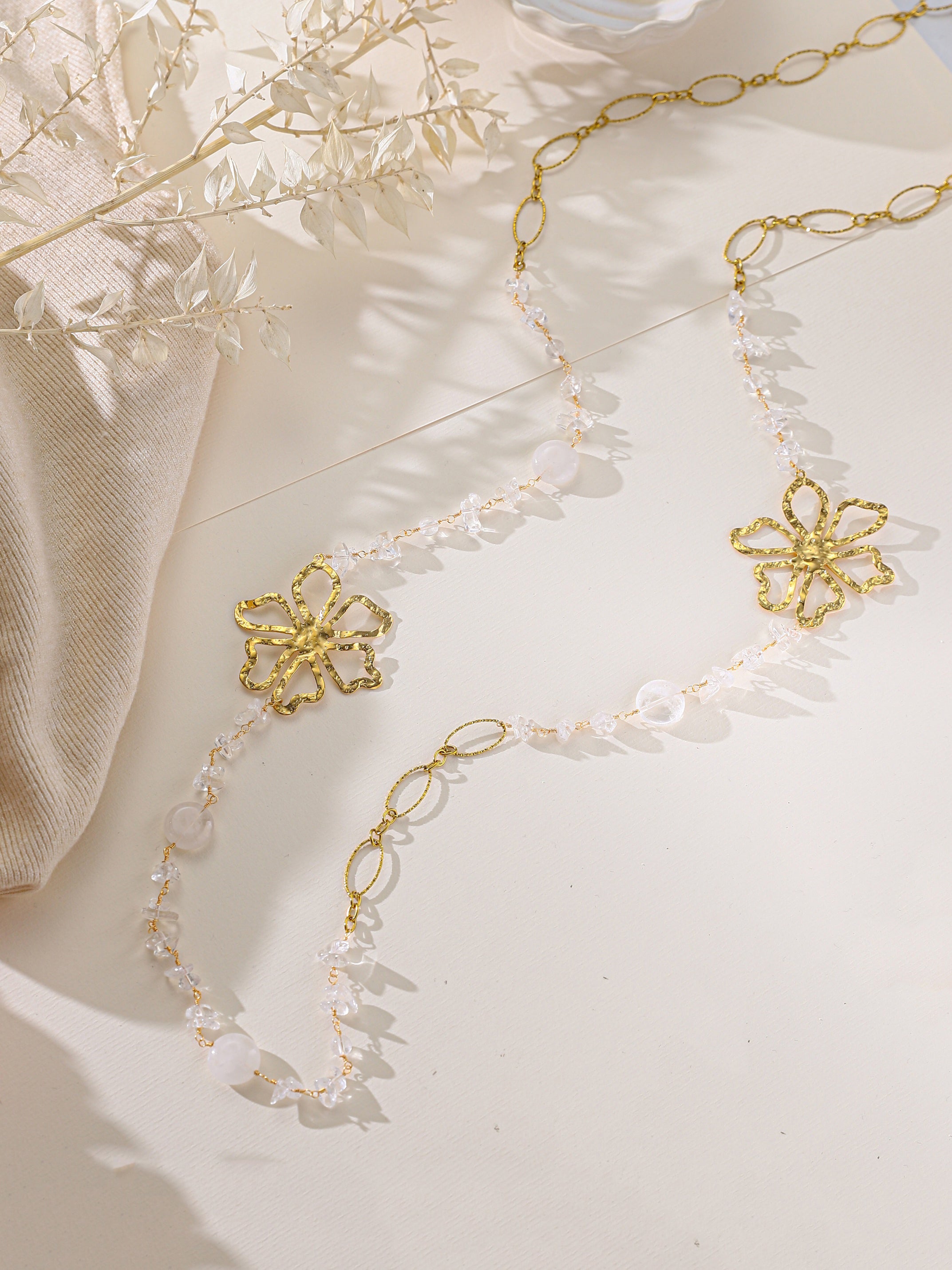 Clear Quartz Stainless Steel Necklace N5923