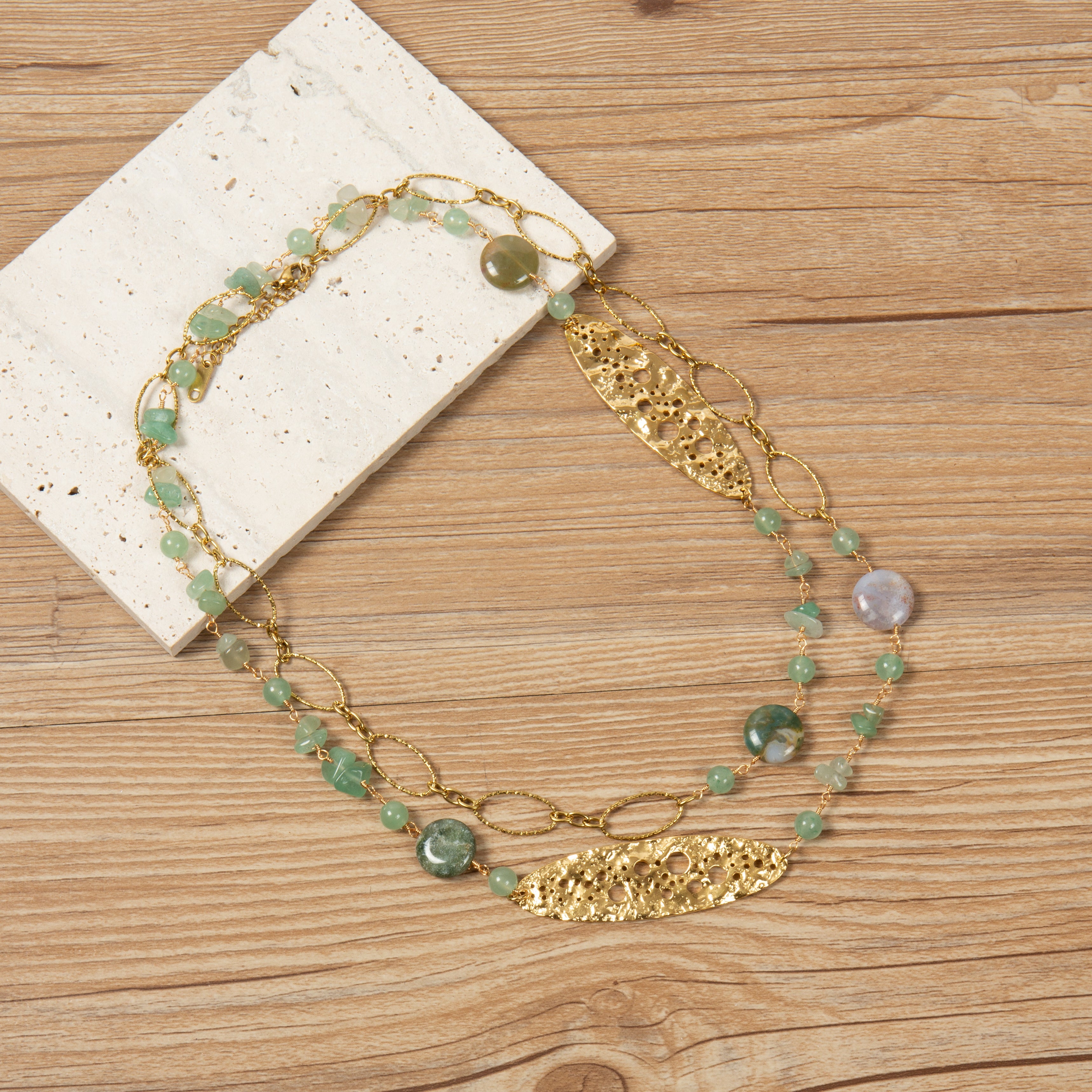 Green Aventurine Stainless Steel Necklace N5926