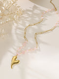 Rose Quartz Stainless Steel Necklace N5927