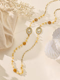 Yellow Jade Stainless Steel Necklace N5941