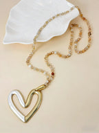 Heart-shaped Pendant Pink Aventurine Necklace N5975