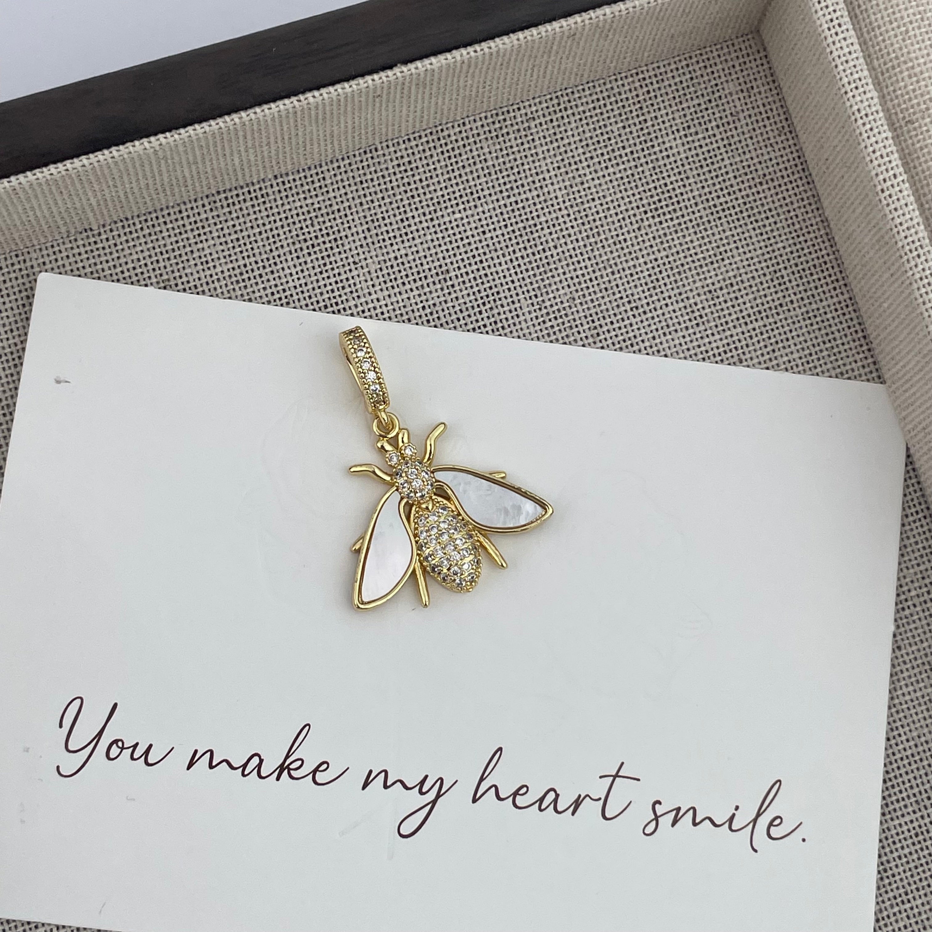 18K Gold Plated Bee Cubic Zirconia Pendant P0681