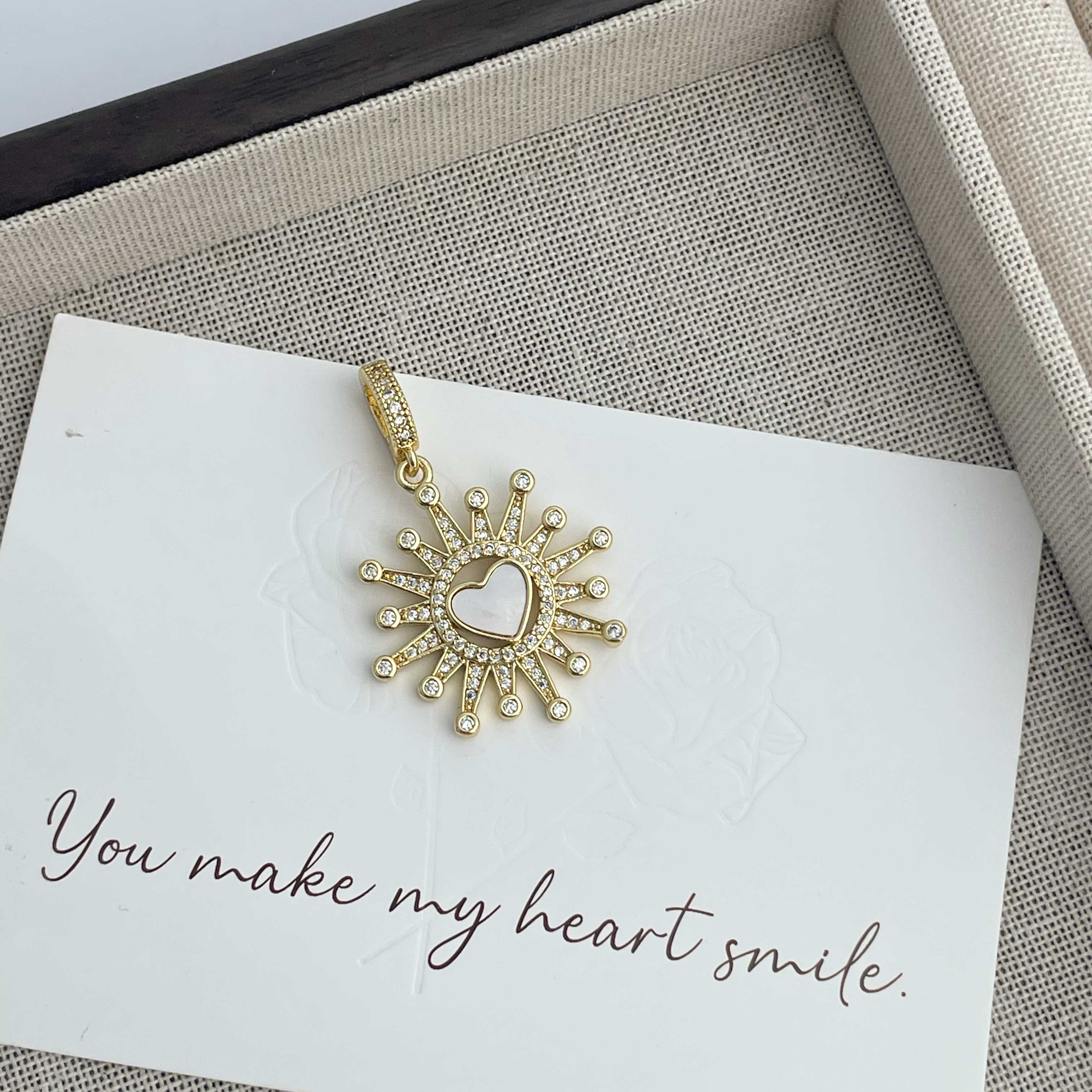 18K Gold Plated Heart Shaped Cubic Zirconia Pendant P0691