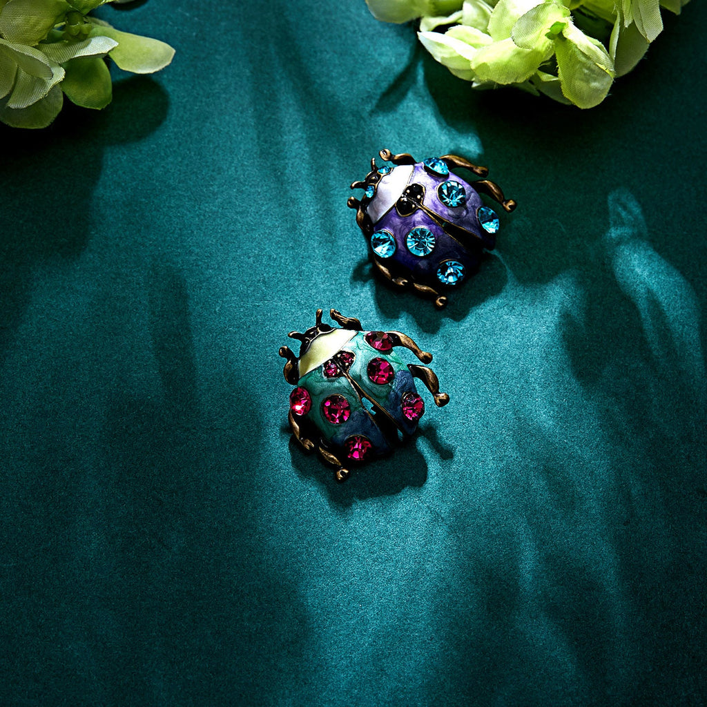 Alloy Rhinestone Ladybug Brooch PA3185