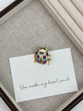 Alloy Rhinestone Ladybug Brooch PA3185