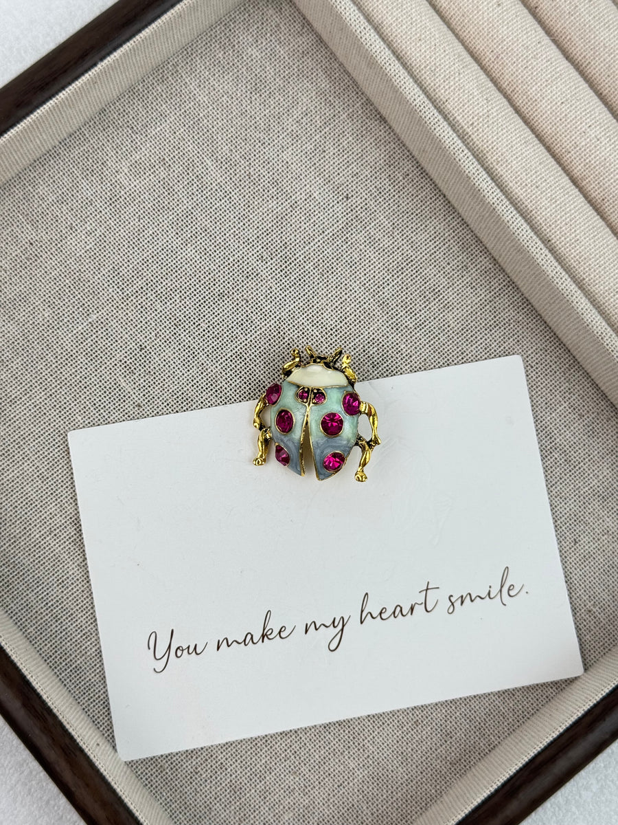 Alloy Rhinestone Ladybug Brooch PA3185