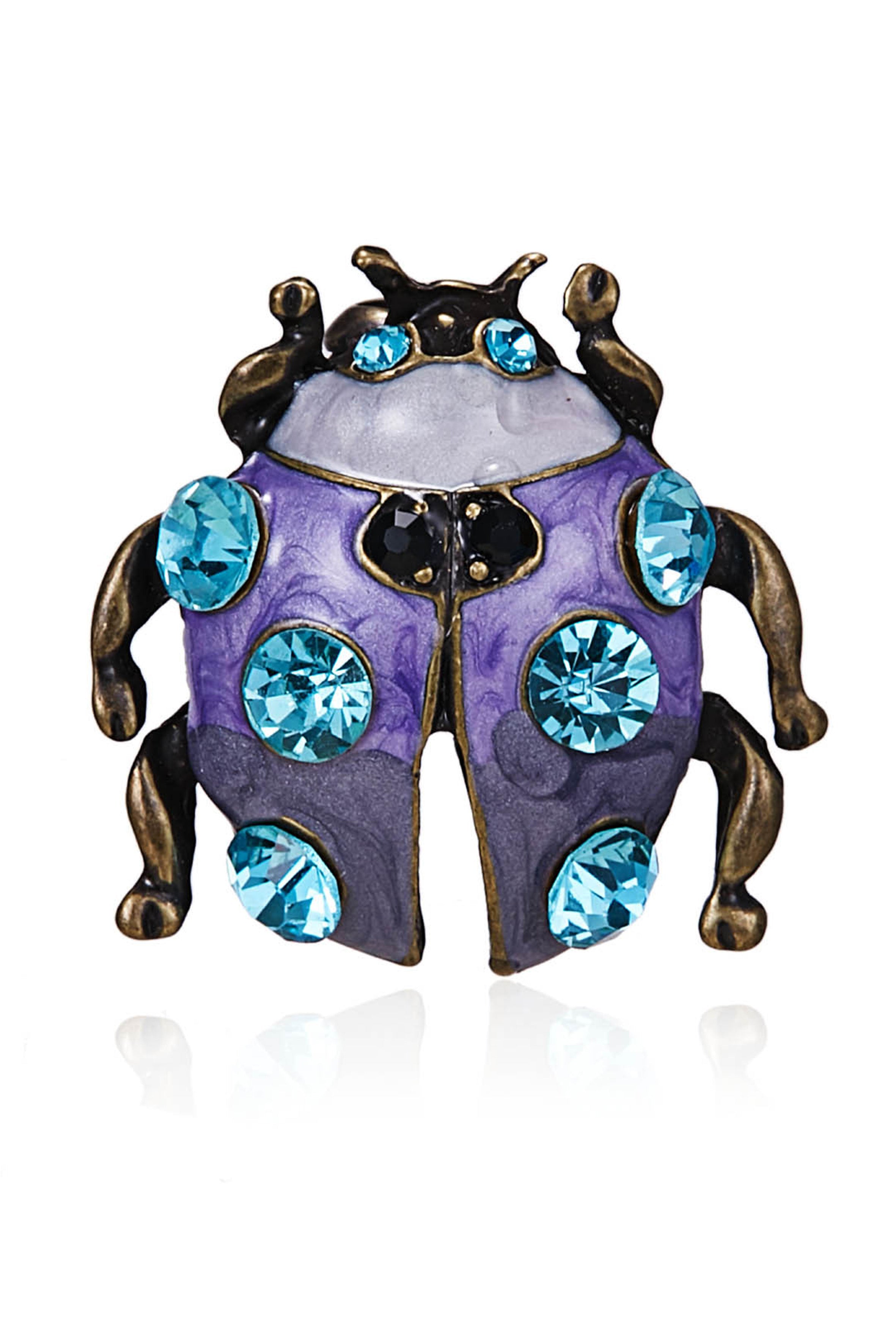 Alloy Rhinestone Ladybug Brooch PA3185