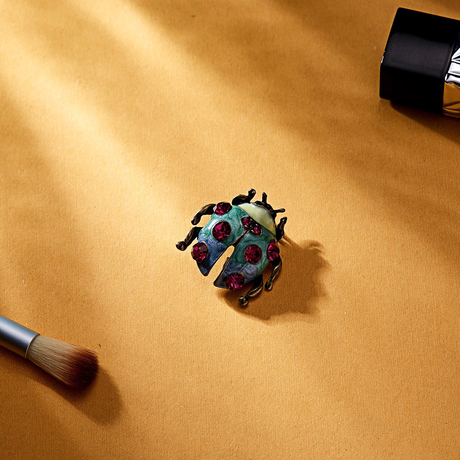 Alloy Rhinestone Ladybug Brooch PA3185