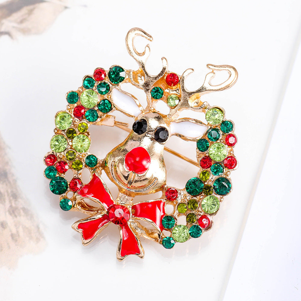 Christmas Elk Deer Rhinestone Brooch PA3192
