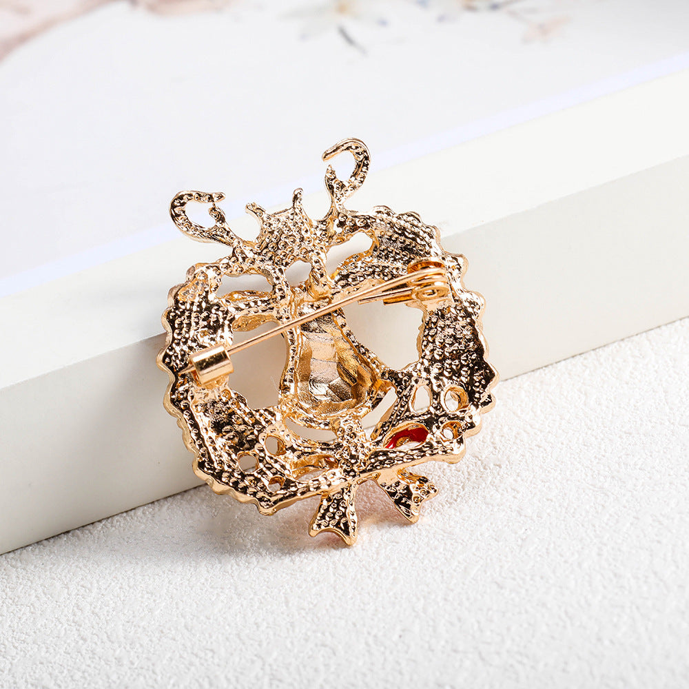 Christmas Elk Deer Rhinestone Brooch PA3192