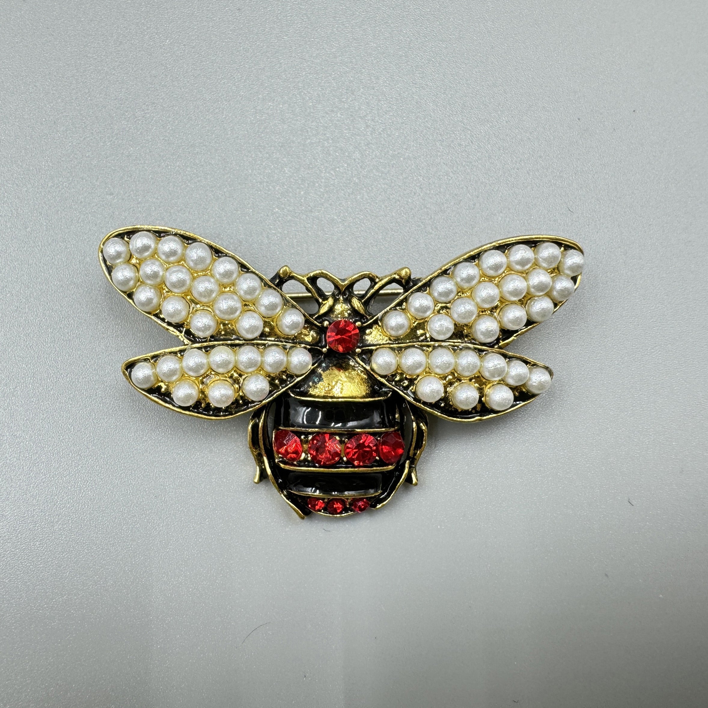 Bee Pearl Rhinestone Brooch PA3267