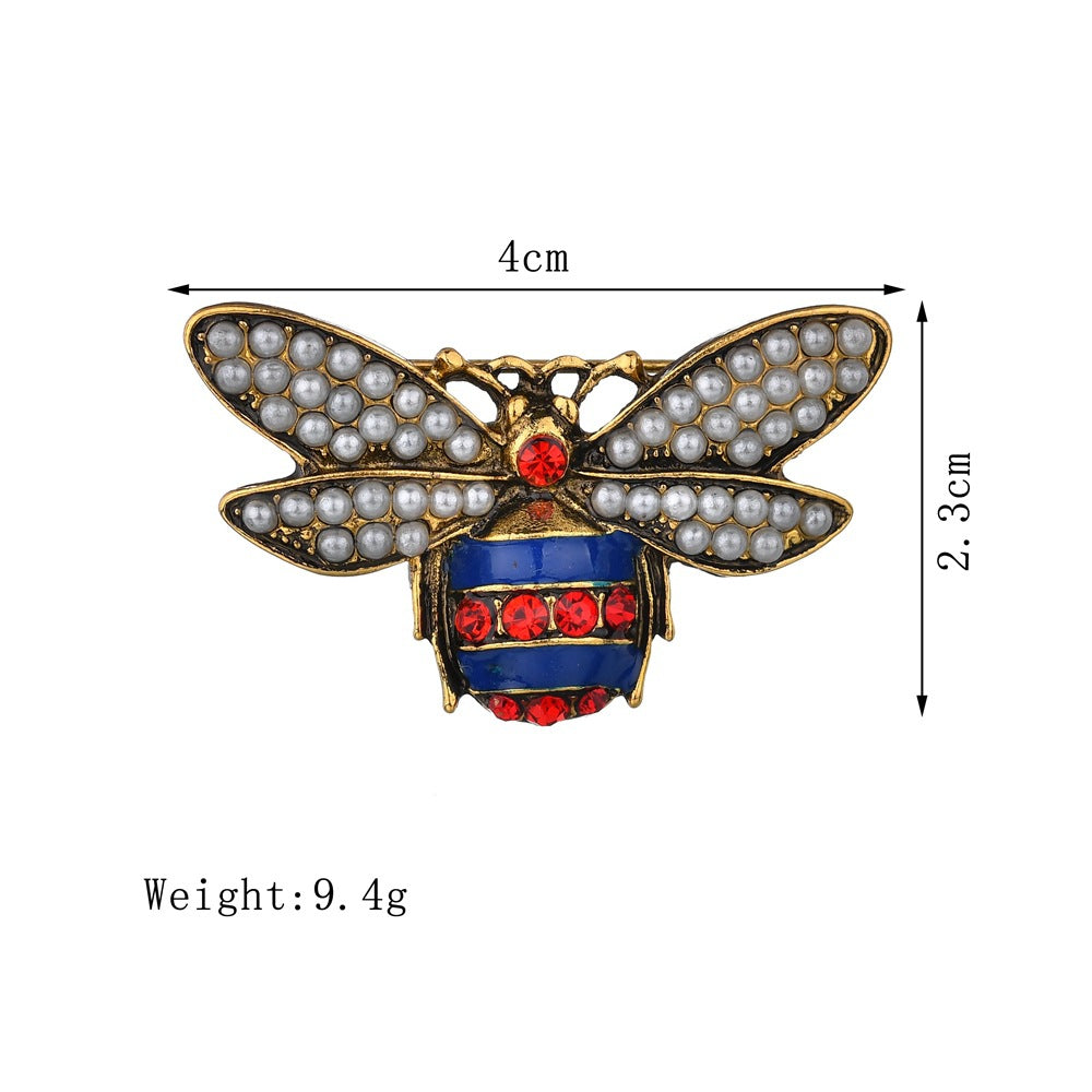 Bee Pearl Rhinestone Brooch PA3267