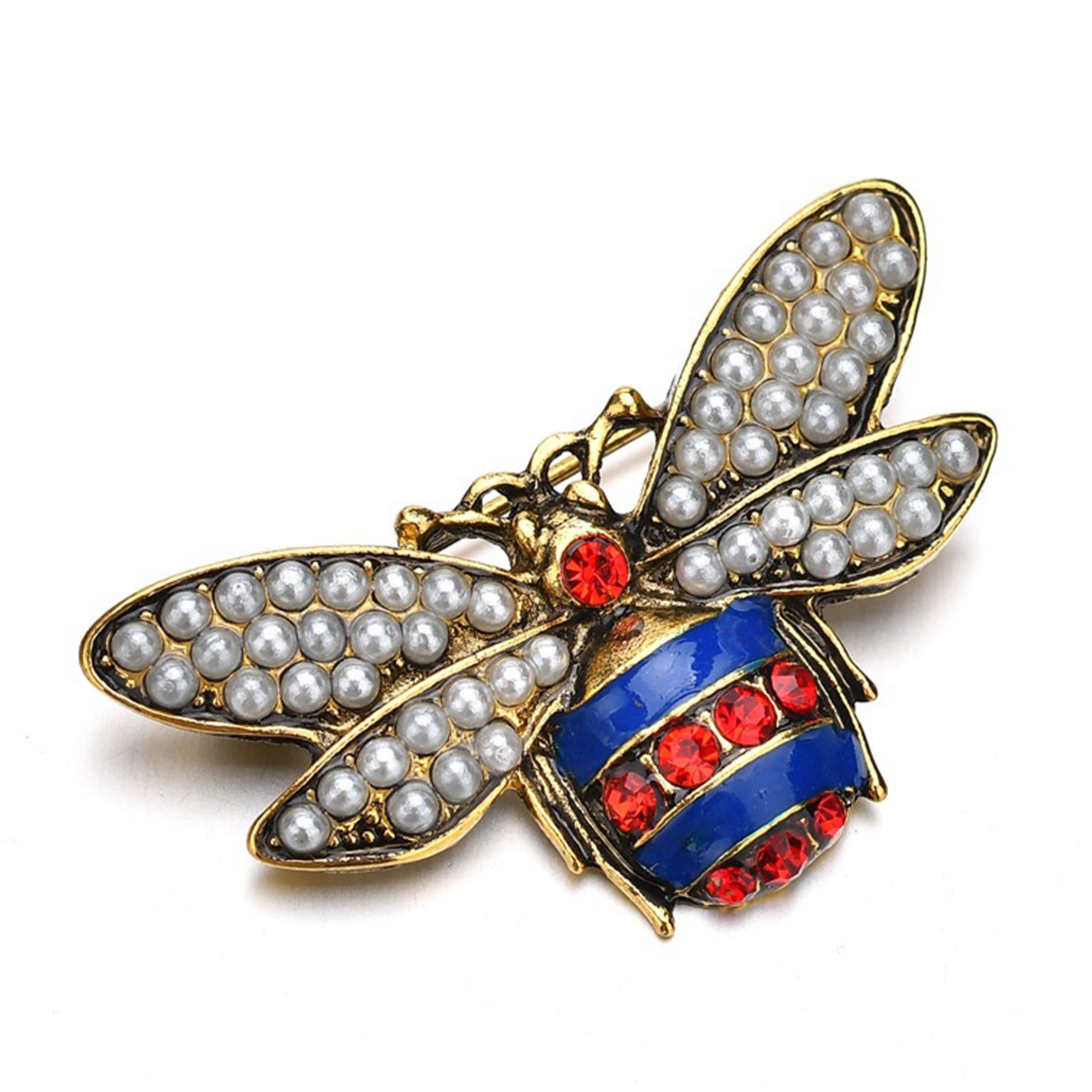Bee Pearl Rhinestone Brooch PA3267