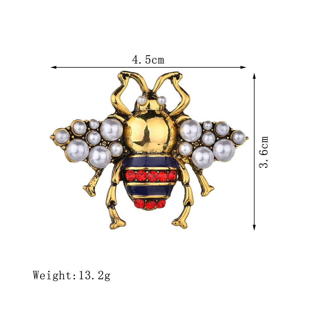 Alloy Pearl Bee Brooches PA3268