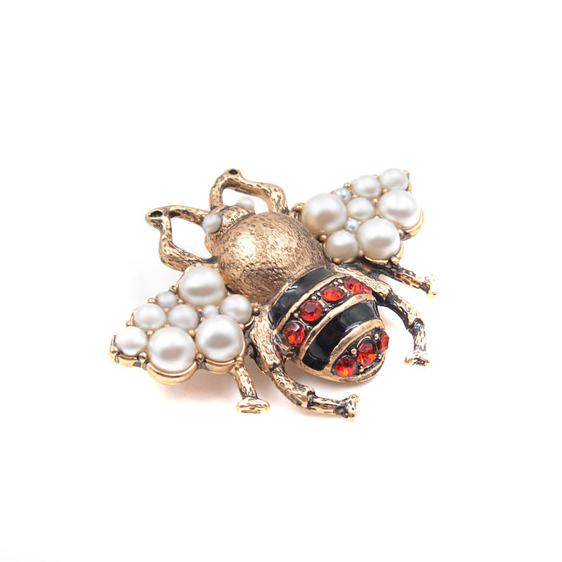 Alloy Pearl Bee Brooches PA3268
