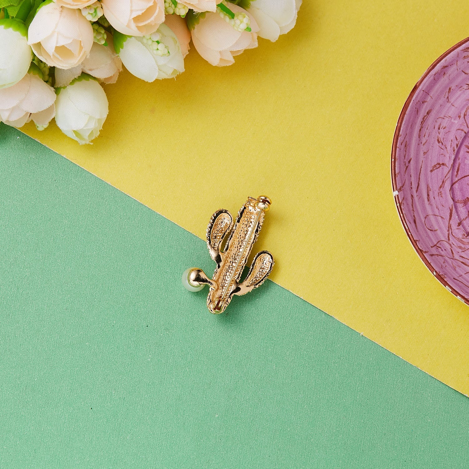 Rhinestone Cactus Brooch PA3276