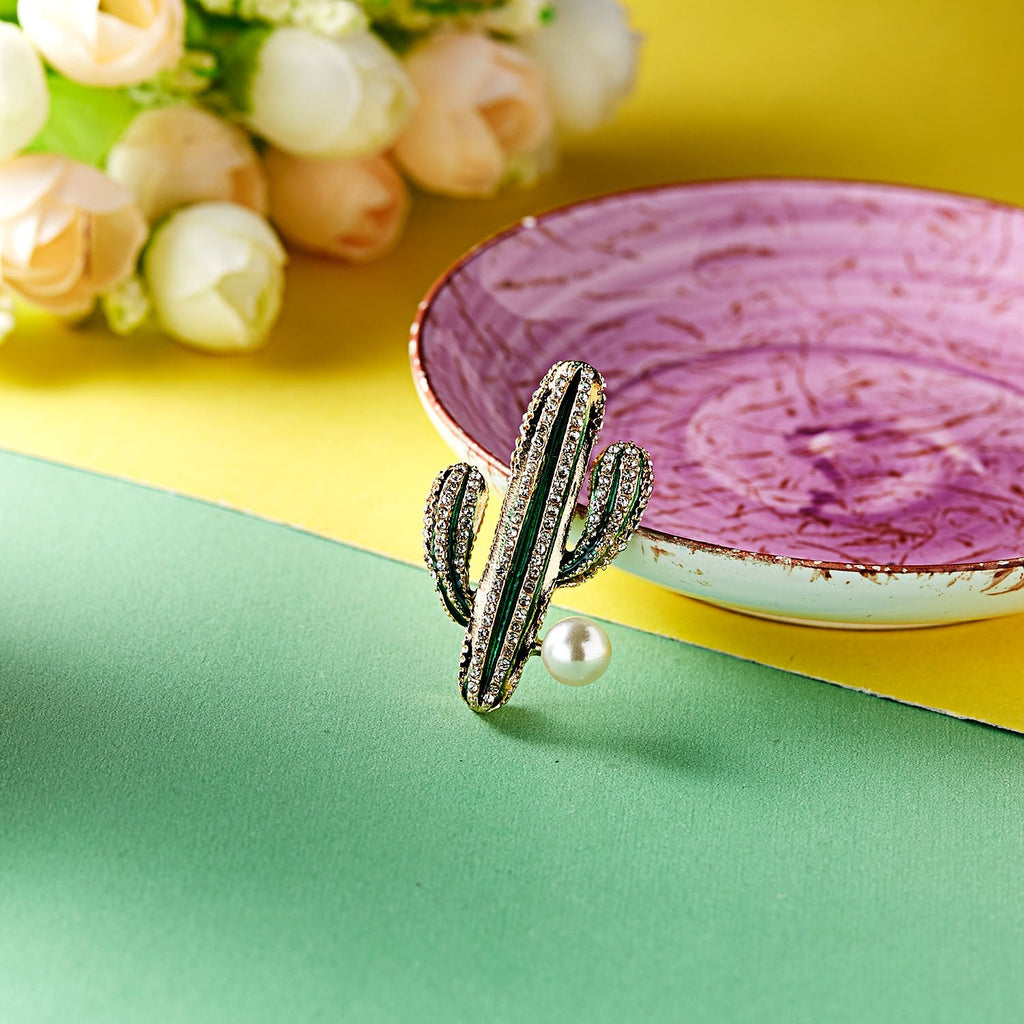 Rhinestone Cactus Brooch PA3276