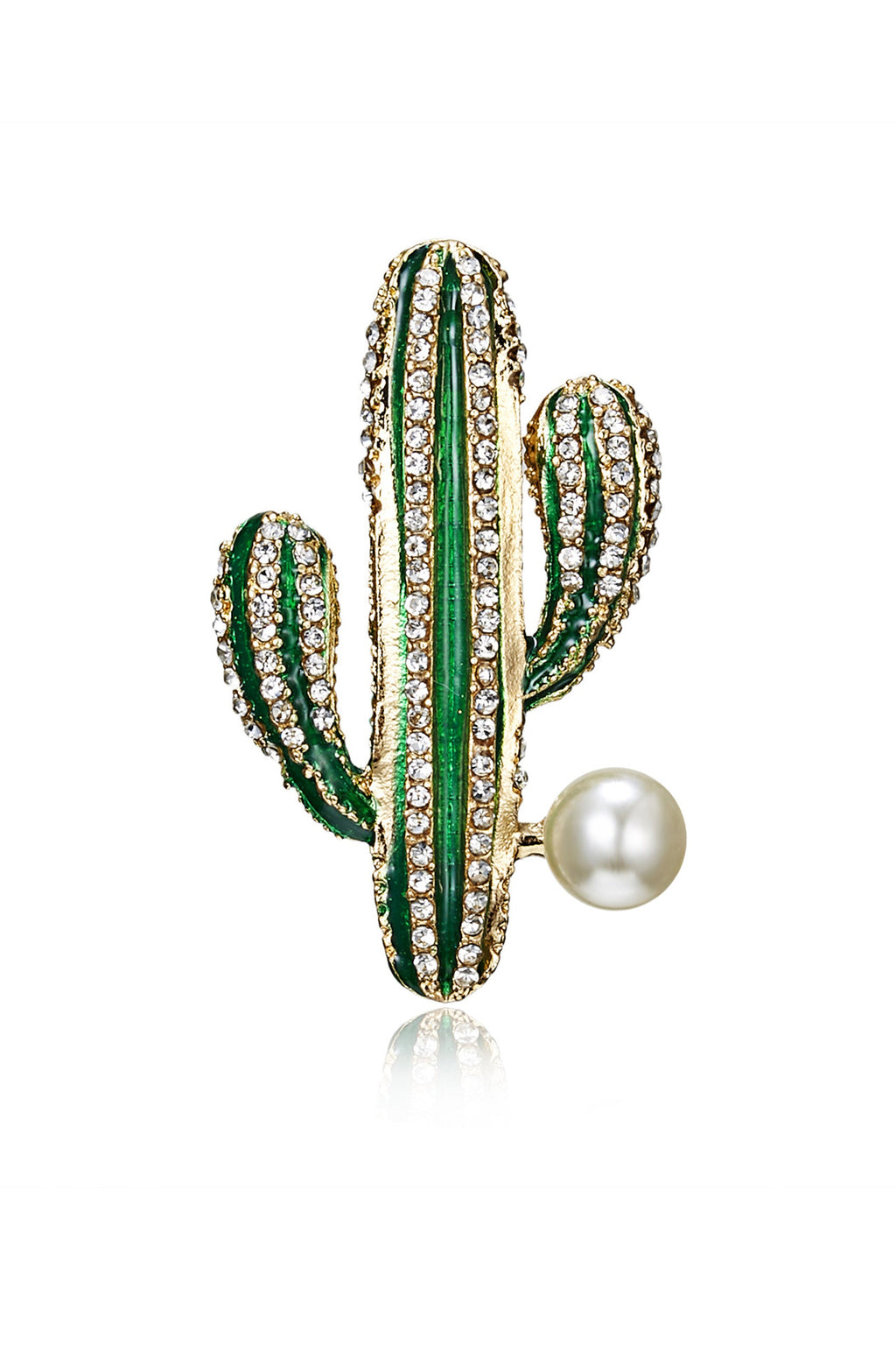 Rhinestone Cactus Brooch PA3276