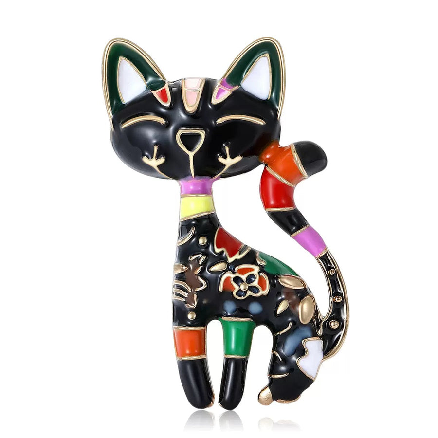 Cat Alloy Rhinestone Brooch PA3316