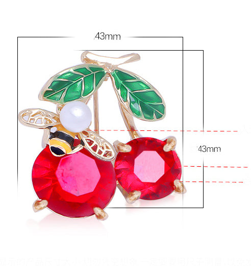 Cherry Rhinestone Brooch PA3465