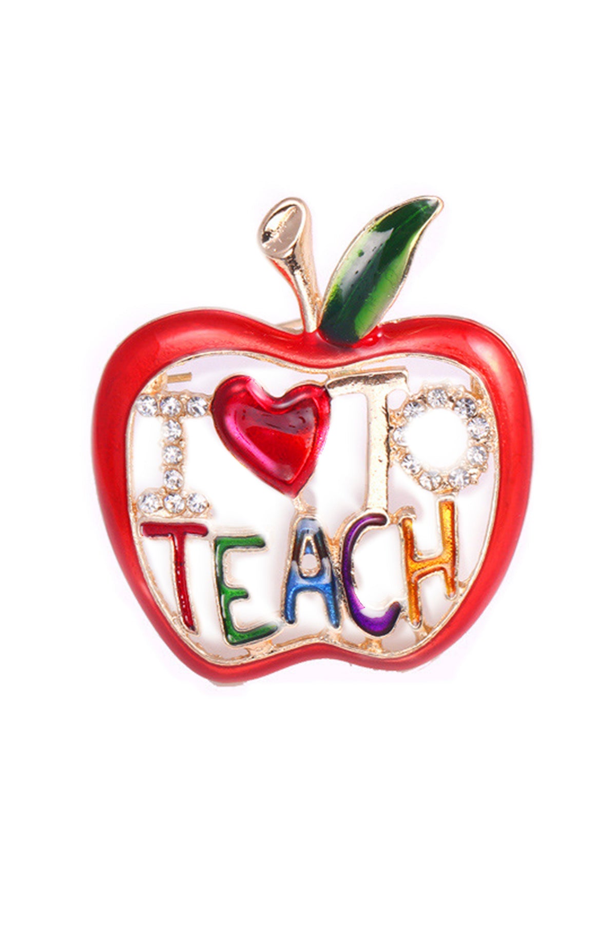 Apple Rhinestone Brooch PA3495