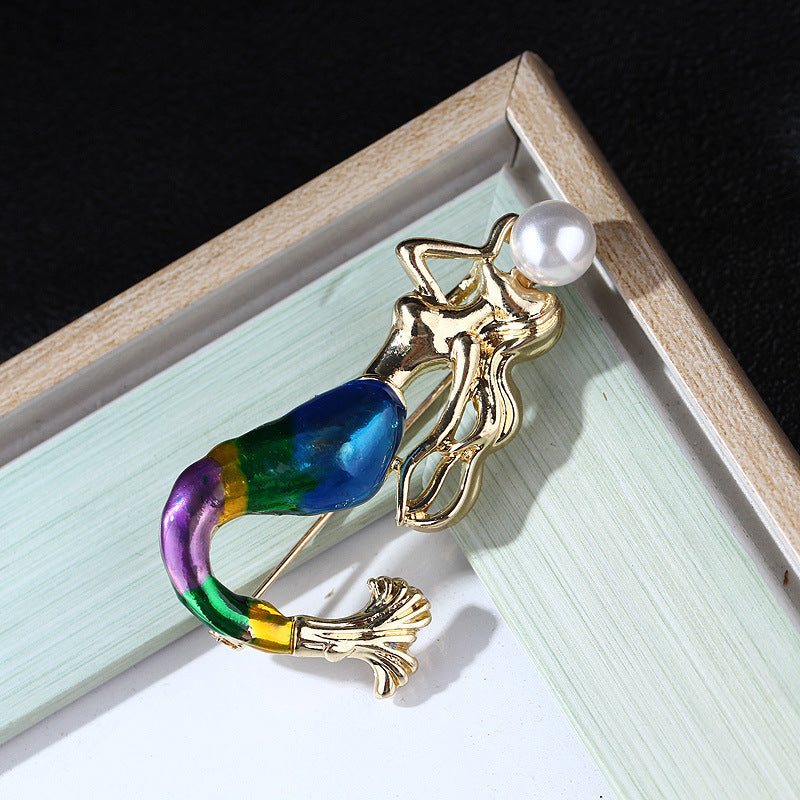 Mermaid Pearl Alloy Brooch PA3508