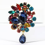 Vintage Rhinestone Flower Teardrop Brooch PA3605