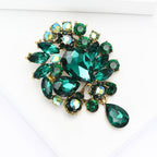 Vintage Rhinestone Flower Teardrop Brooch PA3605
