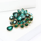 Vintage Rhinestone Flower Teardrop Brooch PA3605